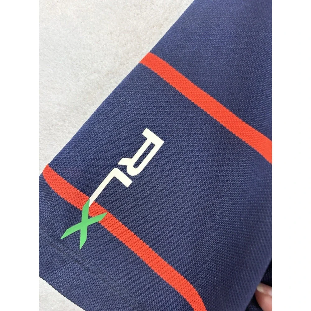 Ralph Lauren RLX Golf Polo Men Size L Maybe/red Stripes Arm Logo The Links Aruba
